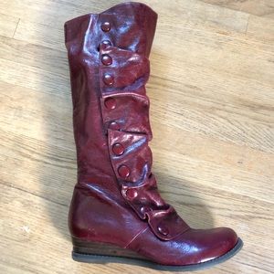 Maroon Leather Boots- Size 6-6.5